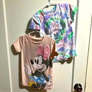 Disney Pink & Tie Dye Minne Mouse Short Sleeve Tee Bundle
